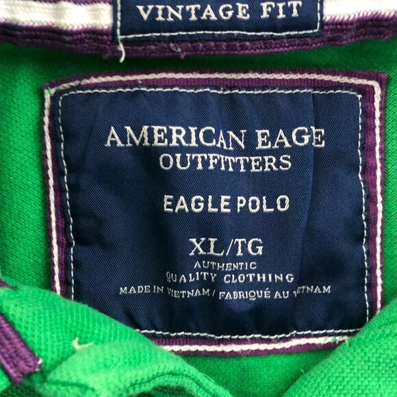 American Eagle Outfitters Mens Polo Shirt XL Short SleeveGreen Eagle Vintage Fit - Picture 3 of 12